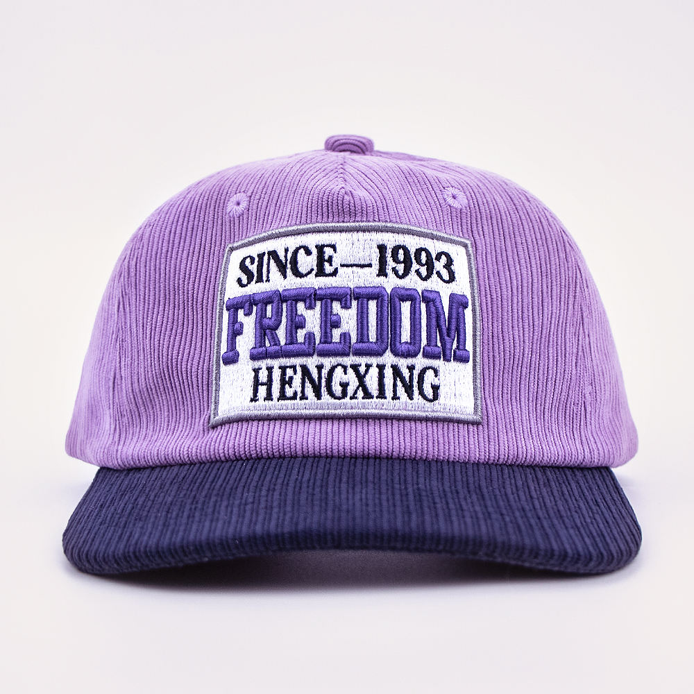 Factory Custom Two Tone Snapback Baseball Caps Custom Embroidery Logo Hats Patch Logo Corduroy Baseball Hats