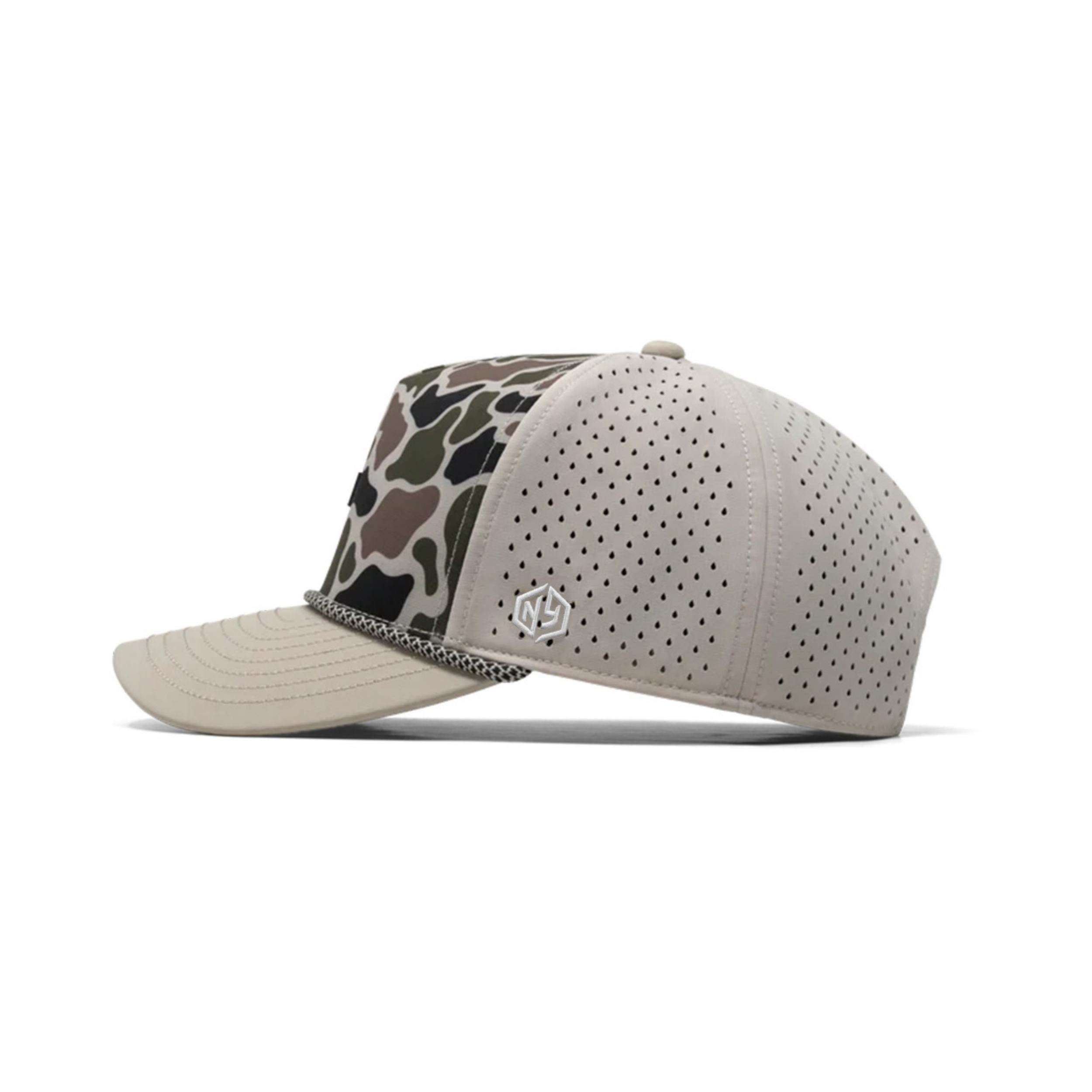 Laser Cut Hat Waterproof Custom Waterproof Hat With Rope High Quality Custom Logo 5 Panel Camo Laser Holes Cap