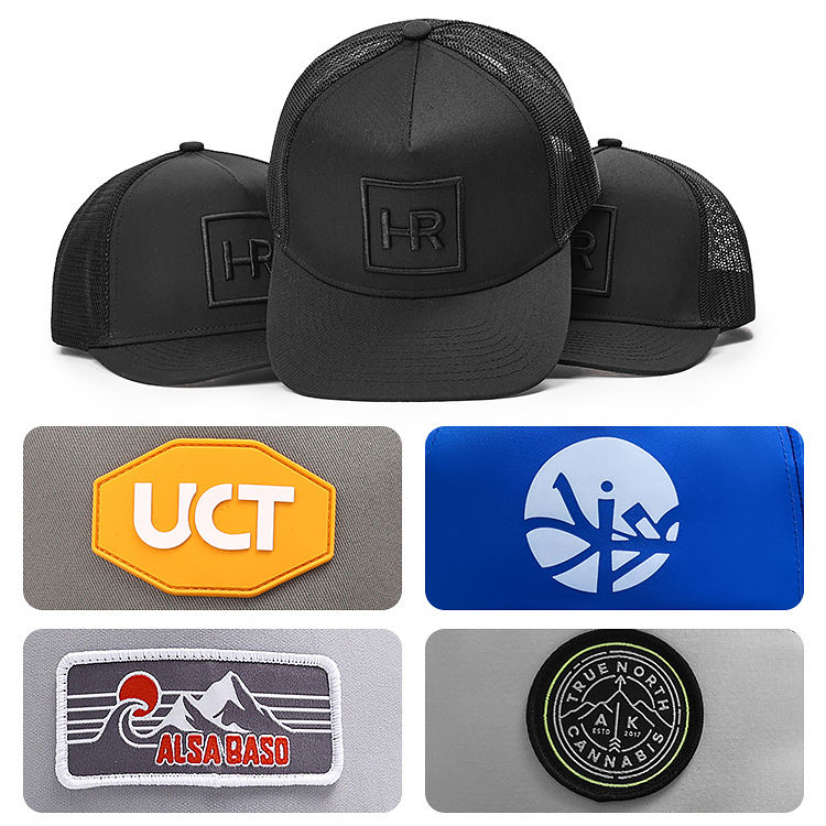 High Quality Breathable Mesh Polyester/Cotton Fashion Striped Trucker Hats Custom Your Design 3D Embroidery 5 Panel Black Sports