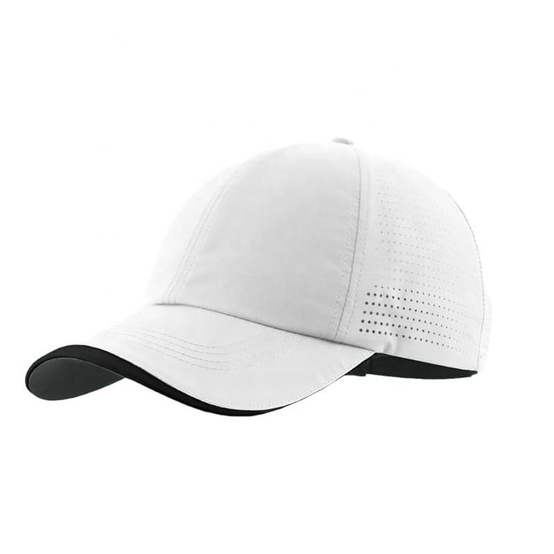 High Quality Logo Custom 5 Panel Laser Cut Hole Rope Baseball Cap Perforated Cap Performance Sports Dad Hat Golf Cap Waterproof