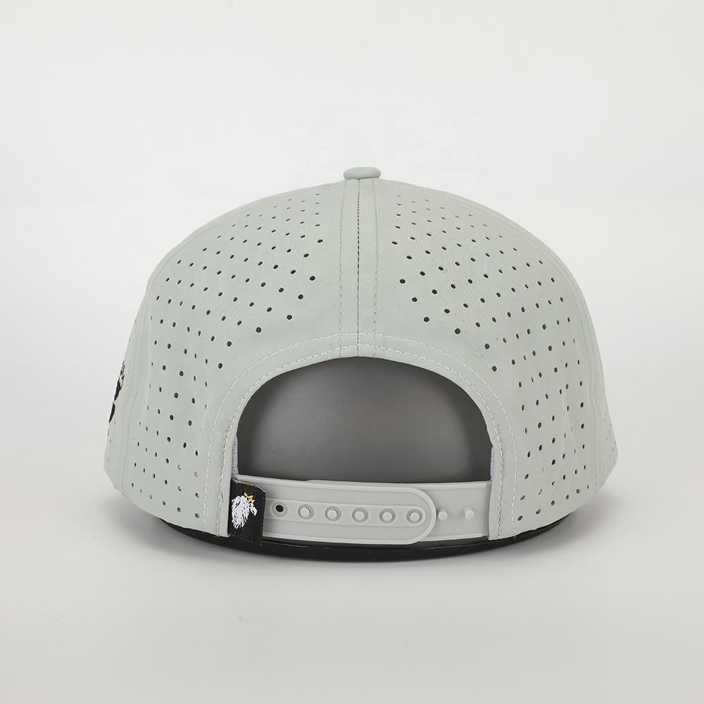 Wholesale Custom Polyester Sports Gorras Embroidery Logo Laser Cut Hole Hat High Quality Trendy 5 Panel Golf Rope Baseball Cap