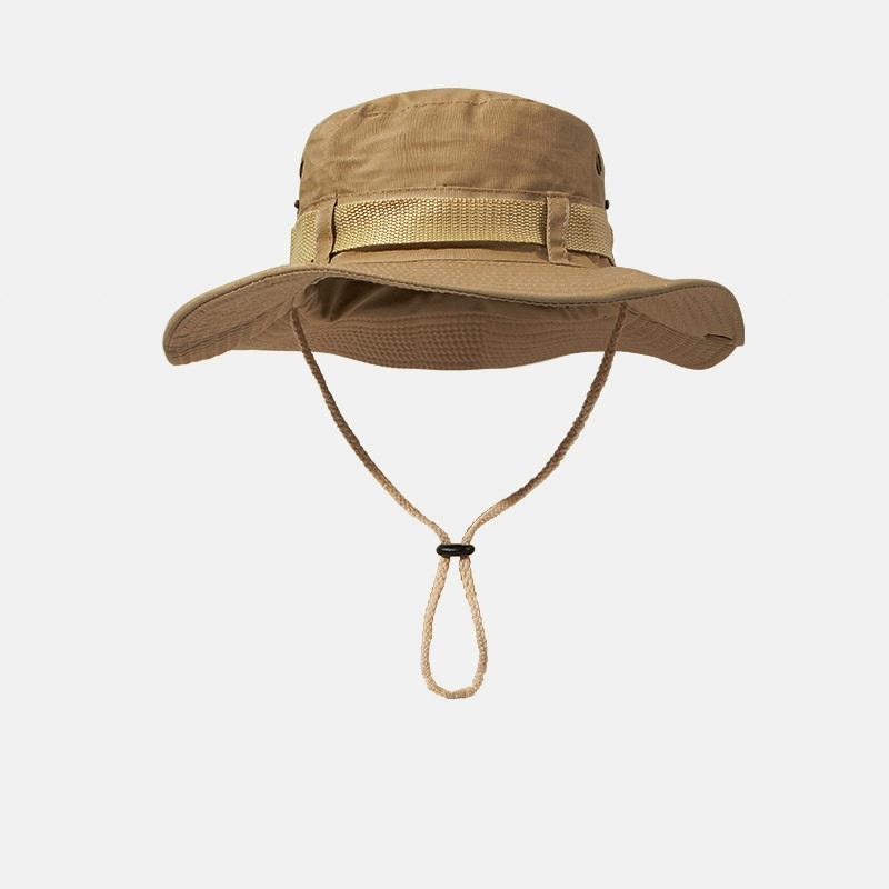 Wide Outdoor Camo Boonie Bucket Hat String Sports Cap for Camping Fishing Travel Mountaineering Sunscreen Jungle Visor Character