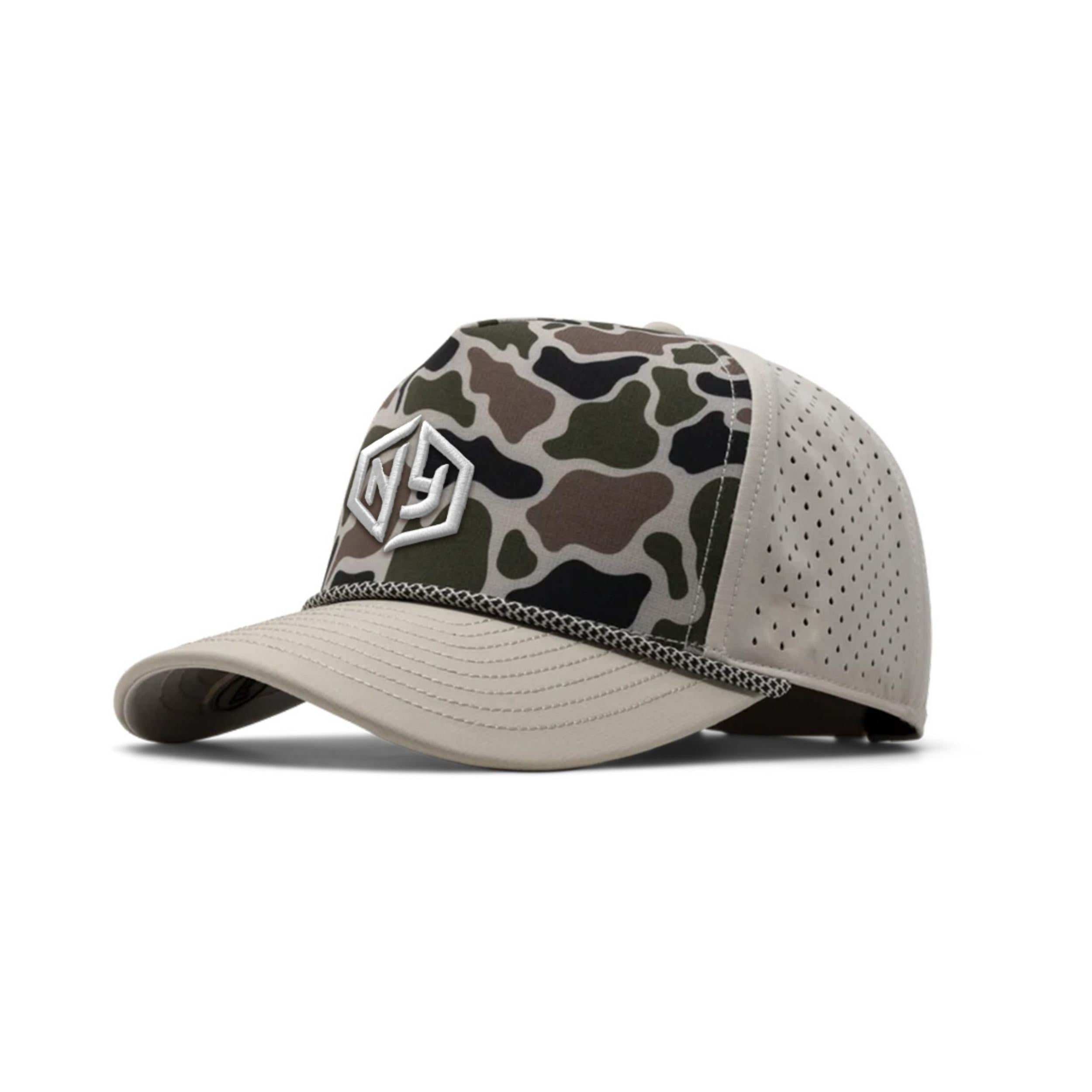 Laser Cut Hat Waterproof Custom Waterproof Hat With Rope High Quality Custom Logo 5 Panel Camo Laser Holes Cap