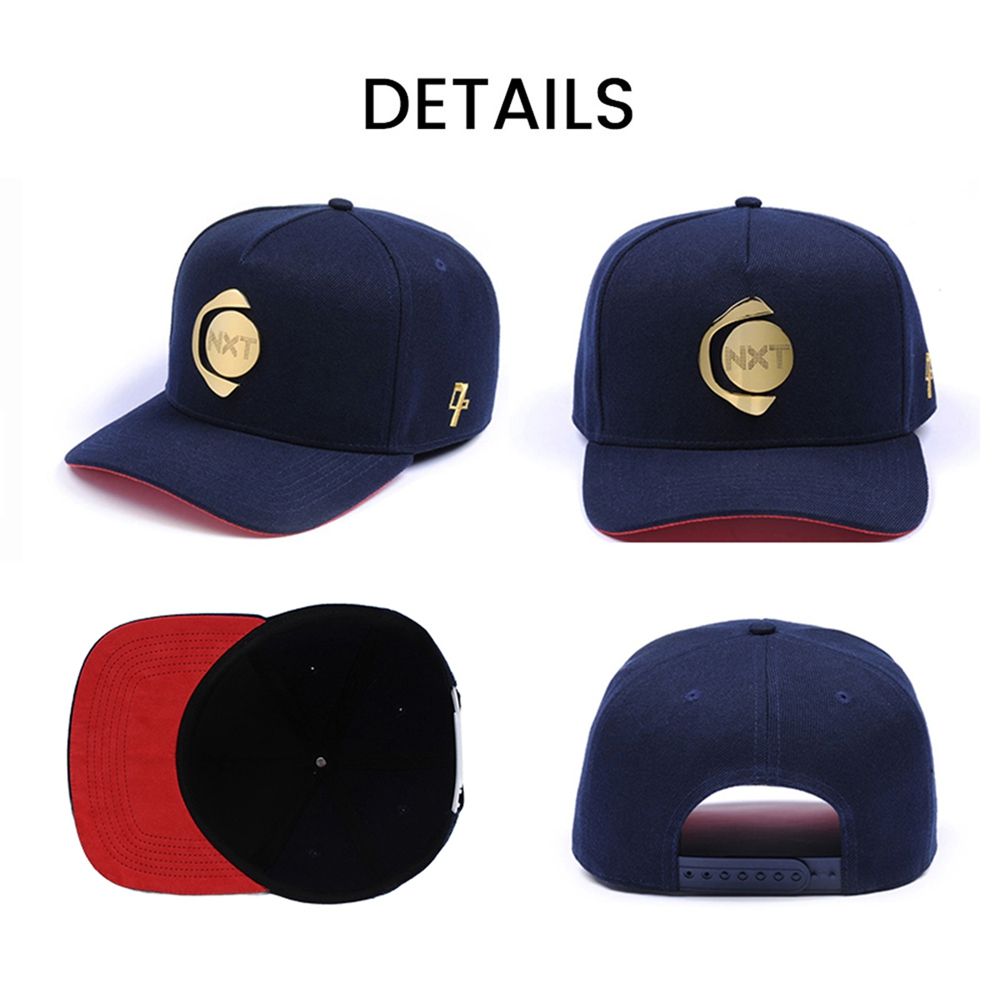 High Quality 5 Panel Unisex Embroidered Baseball Hat Cotton Fabric Custom Metal Logo Curved Brim Sport Baseball Caps